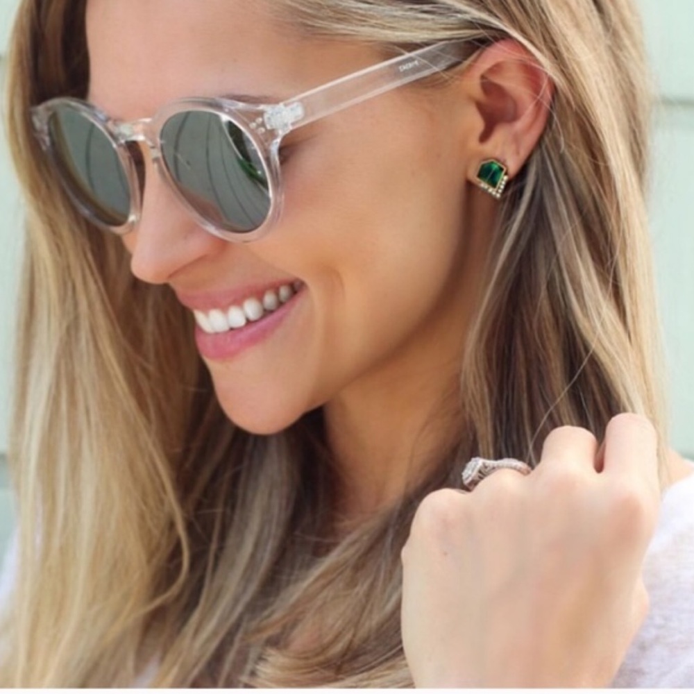 Emerald Green Stud Earrings - Picture 3 of 7
